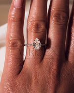 Pear Cut Lab Grown and Moissanite Diamond Ring with Pave in 14K Solid Gold