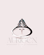 Stunning Teal Brilliant Pear Cut Moissanite and Lab Grown Engagement Ring with Halo