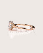 Brilliant Oval Cut Moissanite & Leb Grown Ring 4-Prong With Hidden Halo Diamond Ring
