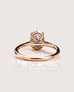 Brilliant Oval Cut Moissanite & Leb Grown Ring 4-Prong With Hidden Halo Diamond Ring