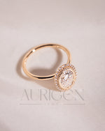 Moissanite and Lab Grown Diamond- Oval Cut Bezel Setting Ring With Halo