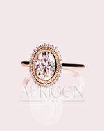 Moissanite and Lab Grown Diamond- Oval Cut Bezel Setting Ring With Halo