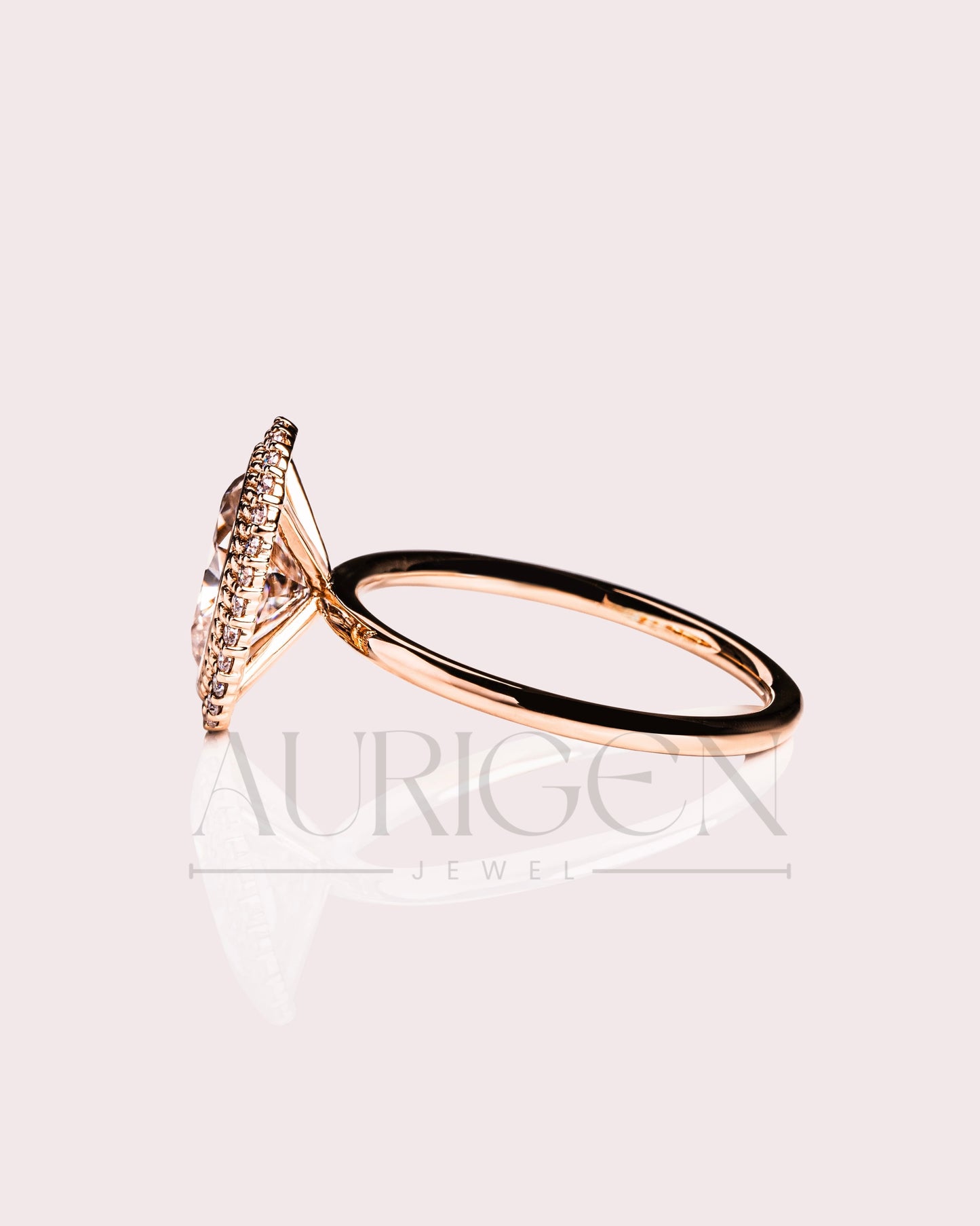 Moissanite and Lab Grown Diamond- Oval Cut Bezel Setting Ring With Halo