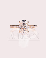 2 Ct Brilliant Oval Moissanite Engagement Ring with Pave Setting Diamond 14K Solid Gold Ring