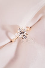 Oval Brilliant Diamond Solitaire Ring in 14k Solid Gold Moissanite and Leb Diamond Ring