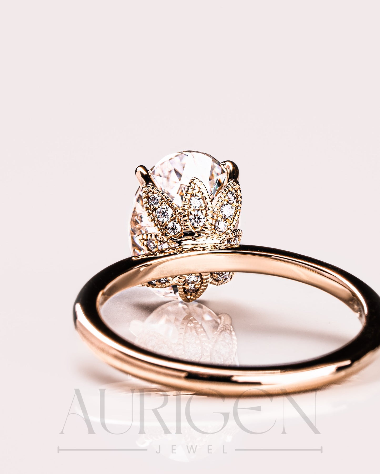 Oval Cut Solitaire Engagement Ring in Solid Gold - Lab Grown and Moissanite Diamond