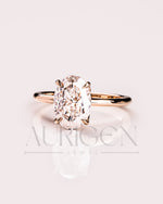 Oval Cut Solitaire Engagement Ring in Solid Gold - Lab Grown and Moissanite Diamond