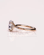 Oval 4-Prong Engagement Ring with Round Side With Hidden Diamond 14k Solid Gold