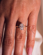Oval 4-Prong Engagement Ring with Round Side With Hidden Diamond 14k Solid Gold