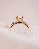 Oval Cut Moissanite and Lab Grown Diamond Engagement Ring with Side Stones