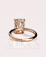 Sparkling 14K Solid Gold Radiant Cut Moissanite and Lab Grown Diamond Ring