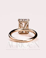 Sparkling 14K Solid Gold Radiant Cut Moissanite and Lab Grown Diamond Ring