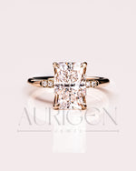 Sparkling 14K Solid Gold Radiant Cut Moissanite and Lab Grown Diamond Ring
