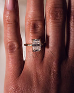 Sparkling 14K Solid Gold Radiant Cut Moissanite and Lab Grown Diamond Ring
