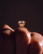 Sparkling 14K Solid Gold Radiant Cut Moissanite and Lab Grown Diamond Ring