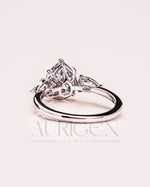 Brilliant Pear Cut Three-Stone Ring in 14k White Gold Moissanite and Lab Grown Diamond