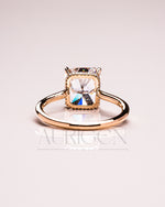 Ice Crushed Radiant Cut Moissanite and Lab Grown Ring – 14K Yellow Gold