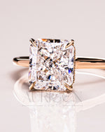 Ice Crushed Radiant Cut Moissanite and Lab Grown Ring – 14K Yellow Gold