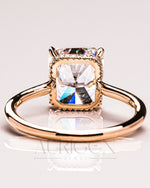 Ice Crushed Radiant Cut Moissanite and Lab Grown Ring – 14K Yellow Gold