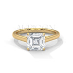Asscher Cut Diamond Solitaire Ring in 14K Solid Gold Ring
