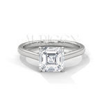 Asscher Cut Diamond Solitaire Ring in 14K Solid Gold Ring