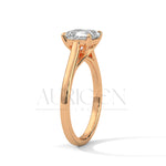 Asscher Cut Diamond Solitaire Ring in 14K Solid Gold Ring