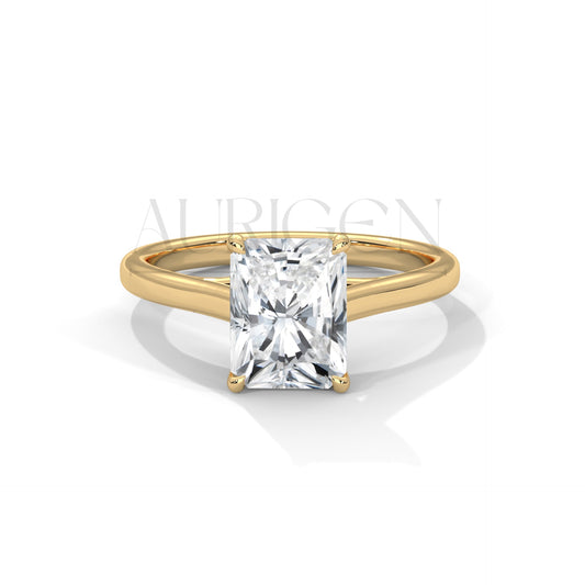 Stunning Radiant Cut Engagement Ring in 14K Solid Gold
