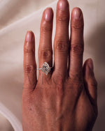 Pear Cut Cluster Moissanite & Leb Grown Ring with Pave Diamond in 14k Solid Gold