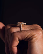 Pear Cut Cluster Moissanite & Leb Grown Ring with Pave Diamond in 14k Solid Gold