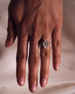 Pear Cut Cluster Moissanite & Leb Grown Ring with Pave Diamond in 14k Solid Gold