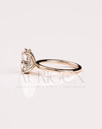 4-Prong Pear Moissanite Engagement Ring Hidden Halo 18K Rose Gold Wedding Ring