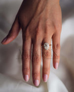 Ice Crushed Pear Cut Moissanite and Lab Grown Halo Ring-14K Solid Gold