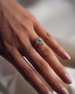Ice Crushed Pear Cut Moissanite and Lab Grown Halo Ring-14K Solid Gold