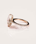 Pear Cut Cluster Moissanite & Leb Grown Ring with Pave Diamond in 14k Solid Gold