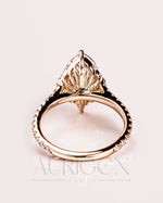 Pear Cut Cluster Moissanite & Leb Grown Ring with Pave Diamond in 14k Solid Gold