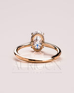 Classic Oval Cut Moissanite Ring Hidden Halo Setting with 14K Solid Gold Engagement Ring