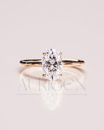 Classic Oval Cut Moissanite Ring Hidden Halo Setting with 14K Solid Gold Engagement Ring