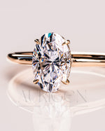 Classic Oval Cut Moissanite Ring Hidden Halo Setting with 14K Solid Gold Engagement Ring