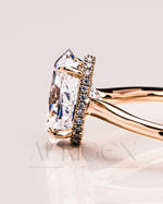 Classic Oval Cut Moissanite Ring Hidden Halo Setting with 14K Solid Gold Engagement Ring