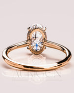 Classic Oval Cut Moissanite Ring Hidden Halo Setting with 14K Solid Gold Engagement Ring