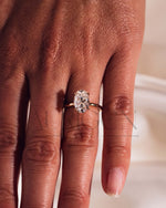 Minimalist Oval Brilliant Cut Moissanite and Leb Grown Diamond 14K Solid Gold Ring