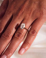 Minimalist Oval Brilliant Cut Moissanite and Leb Grown Diamond 14K Solid Gold Ring