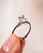 Stunning Oval Cut Crushed Ice Moissanite and Lab Grown Diamond Hidden Halo Ring in 14K Solid Gold