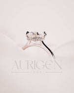 Stunning Oval Cut Crushed Ice Moissanite and Lab Grown Diamond Hidden Halo Ring in 14K Solid Gold
