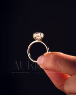 Oval Brilliant Cut Lab Grown and Moissanite Diamond Ring with 4-Prong Setting