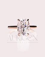 Cushion Cut Moissanite and Lab Grown Diamond Ring- Solitaire Ring in Solid Gold