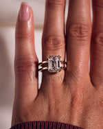 Statement Emerald Cut Lab Grown & Moissanite Diamond Ring on Dual Band Setting