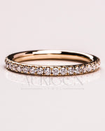 18K Rose Gold Emerald Moissanite & Leb Diamond Engagement Ring with Matching Pave Band