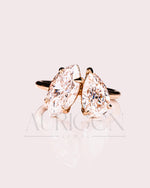 Marquise & Crushed Ice Pear Toi Et Moi Engagement Ring Two-Stone Ring 14K Solid Gold Ring