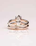 Fine Jewelry 14K Solid Gold Marquise Moissanite and Leb Diamond Ring